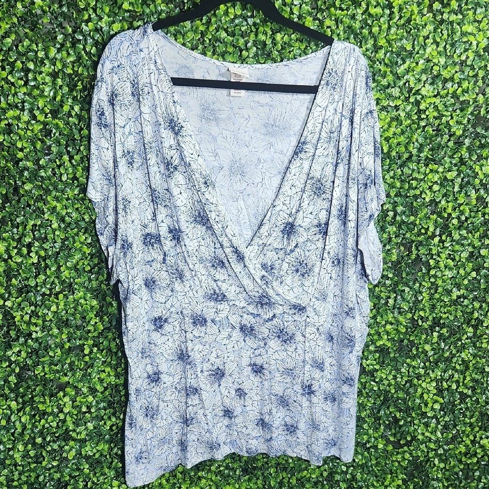 Covington Gray Wrap Blouse Relaxed Fit